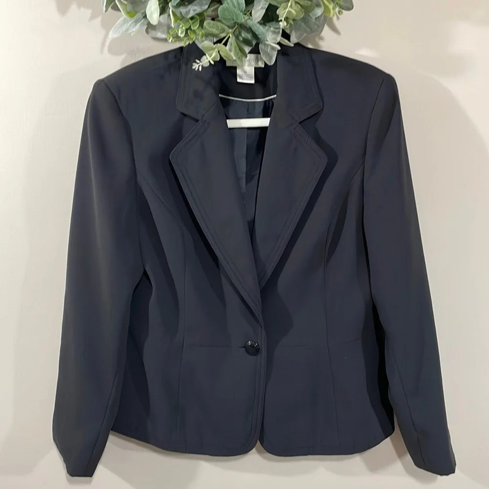 Worthington Suit Jacket Blazer Single Button Black 10